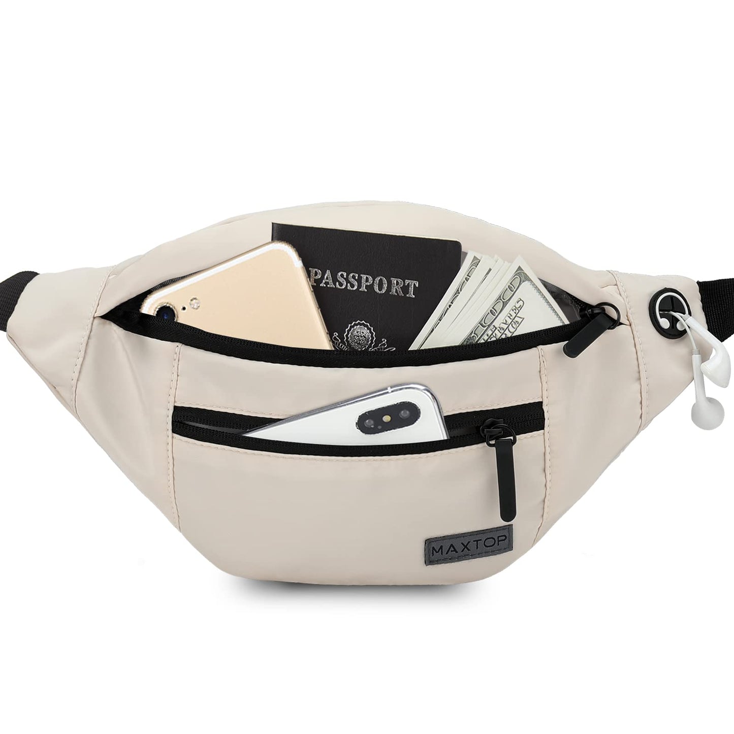 MAXTOP Large Crossbody Fanny Pack with 4-Zipper Pockets£¬Gifts for Enjoy Sports Festival Workout Traveling Running Casual Hands-Free Wallets Waist Pack Phone Sling Bag Carrying All Phones