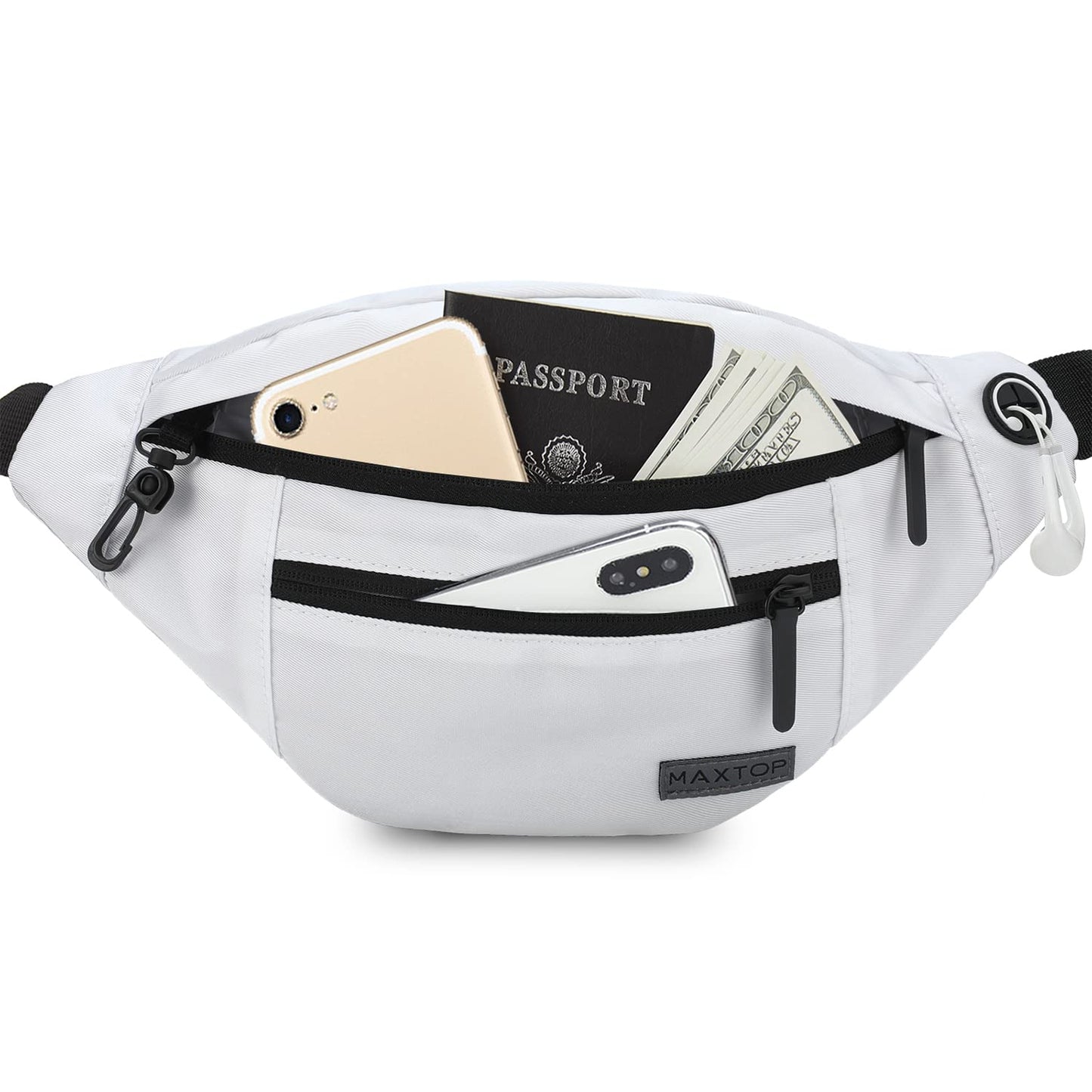 MAXTOP Large Crossbody Fanny Pack with 4-Zipper Pockets£¬Gifts for Enjoy Sports Festival Workout Traveling Running Casual Hands-Free Wallets Waist Pack Phone Sling Bag Carrying All Phones