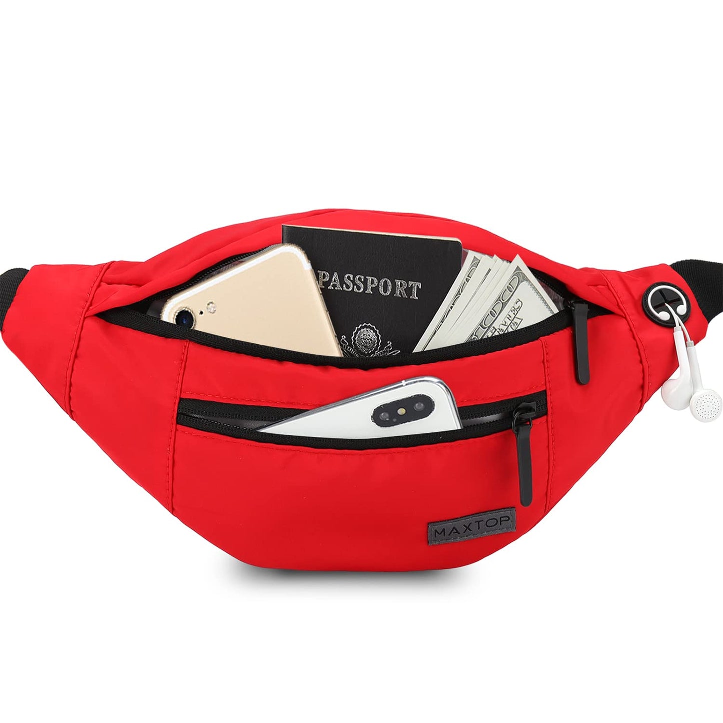 MAXTOP Large Crossbody Fanny Pack with 4-Zipper Pockets£¬Gifts for Enjoy Sports Festival Workout Traveling Running Casual Hands-Free Wallets Waist Pack Phone Sling Bag Carrying All Phones