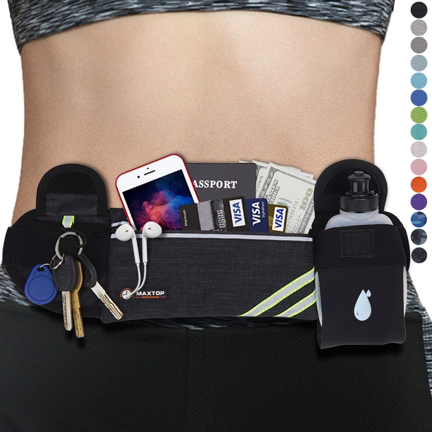 Running Belt Fanny Pack for Women,Jogging Phone Holder Men,Water Resistant Workout Waist Pack Bag,Reflective Belt Bag for Fitness, Exercise, Hiking,Travel,Running Gifts for Father BoyFriends