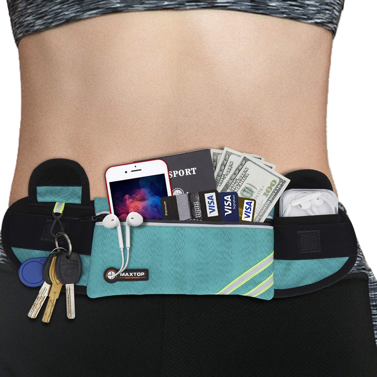 Running Belt Fanny Pack for Women,Jogging Phone Holder Men,Water Resistant Workout Waist Pack Bag,Reflective Belt Bag for Fitness, Exercise, Hiking,Travel,Running Gifts for Father BoyFriends