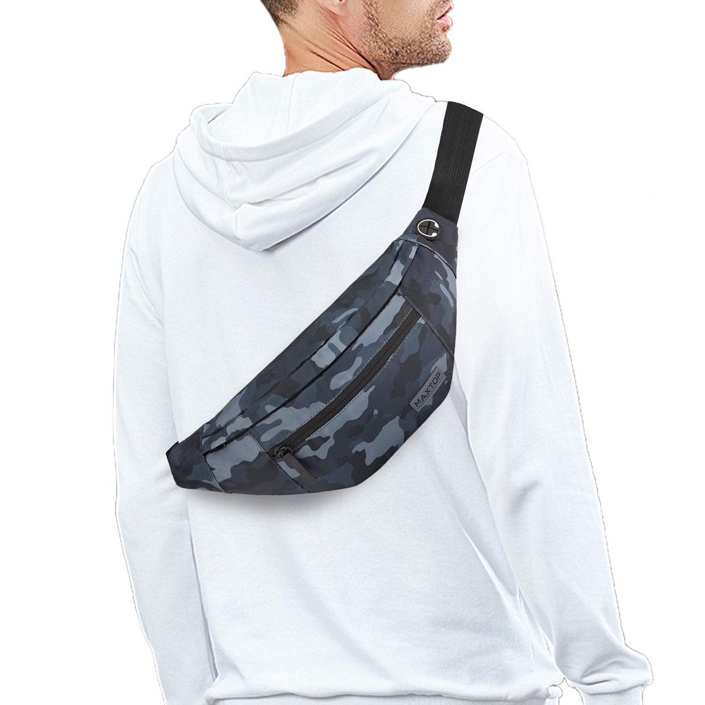 MAXTOP Large Crossbody Fanny Pack with 4-Zipper Pockets£¬Gifts for Enjoy Sports Festival Workout Traveling Running Casual Hands-Free Wallets Waist Pack Phone Sling Bag Carrying All Phones