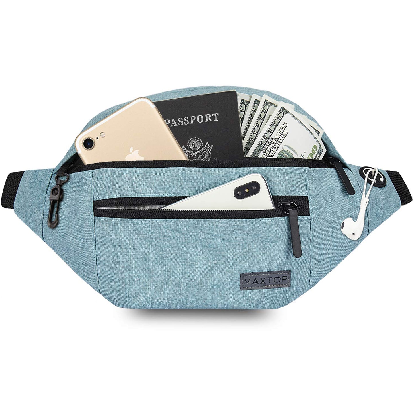 MAXTOP Large Crossbody Fanny Pack with 4-Zipper Pockets£¬Gifts for Enjoy Sports Festival Workout Traveling Running Casual Hands-Free Wallets Waist Pack Phone Sling Bag Carrying All Phones