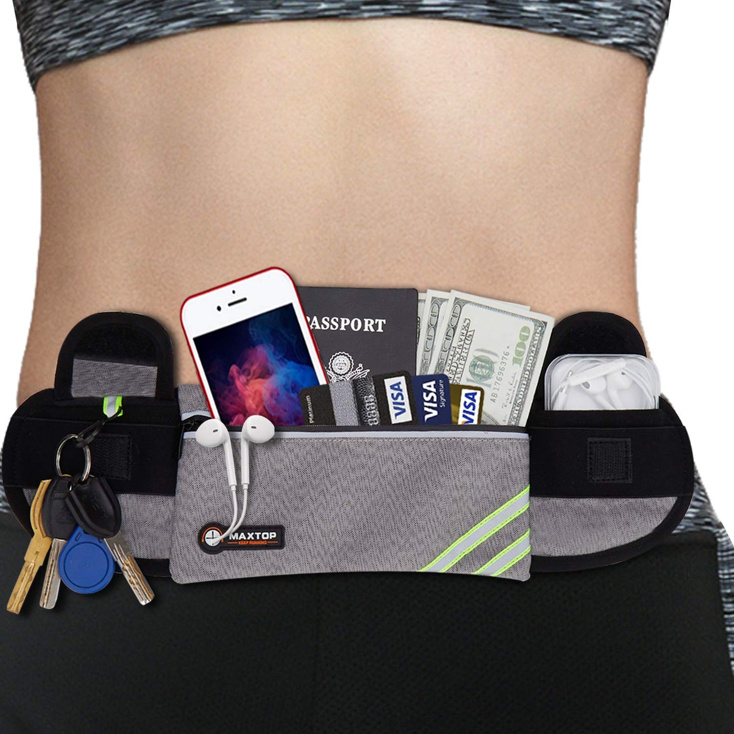 Running Belt Fanny Pack for Women,Jogging Phone Holder Men,Water Resistant Workout Waist Pack Bag,Reflective Belt Bag for Fitness, Exercise, Hiking,Travel,Running Gifts for Father BoyFriends