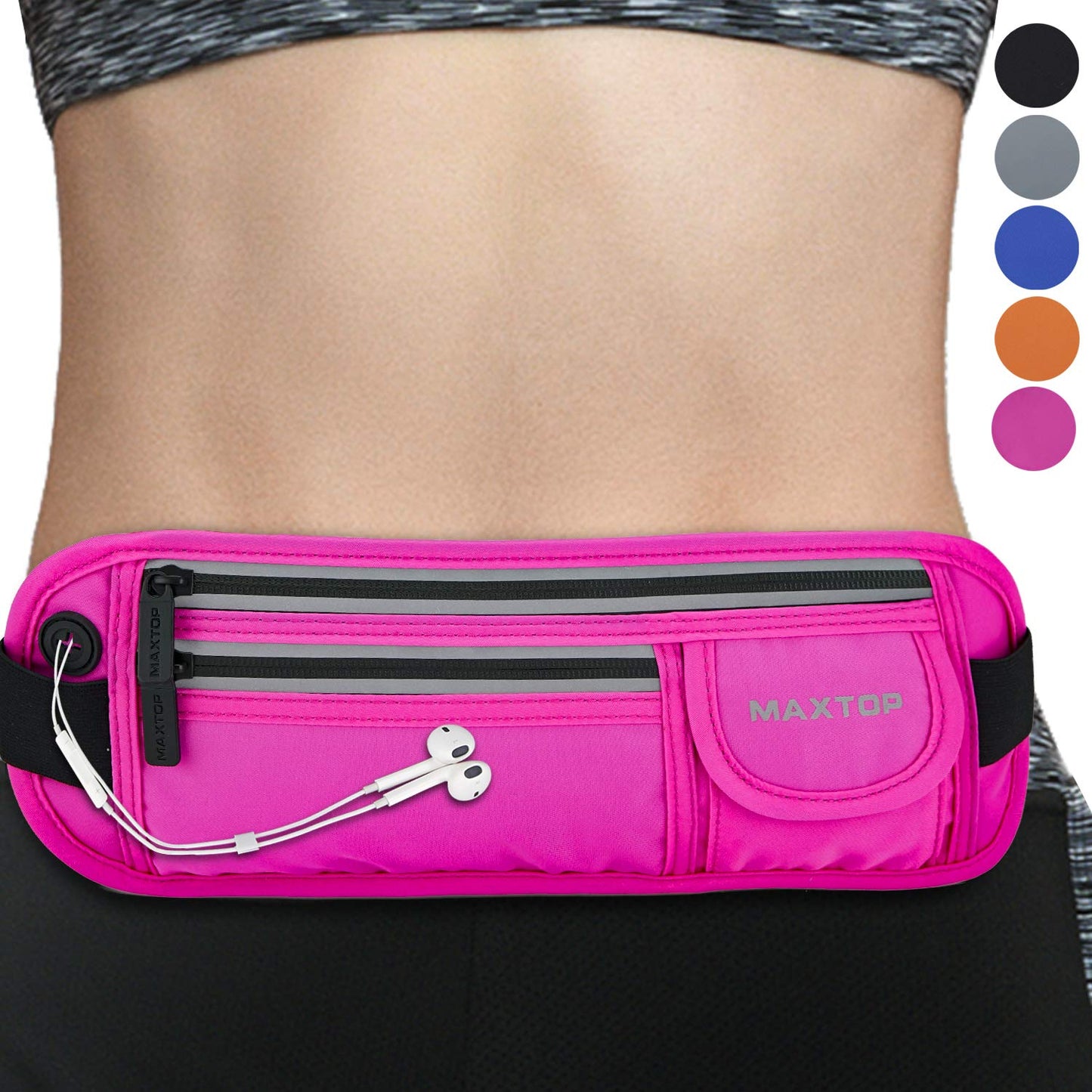 Fanny Packs for Women Men Running Belt Waist Pack Bag for Workout Gym Exercise Walking Hiking Belt Bag Black Waist Pouch Fits iPhone Cell Phone Holder for Running Travel Money Belt