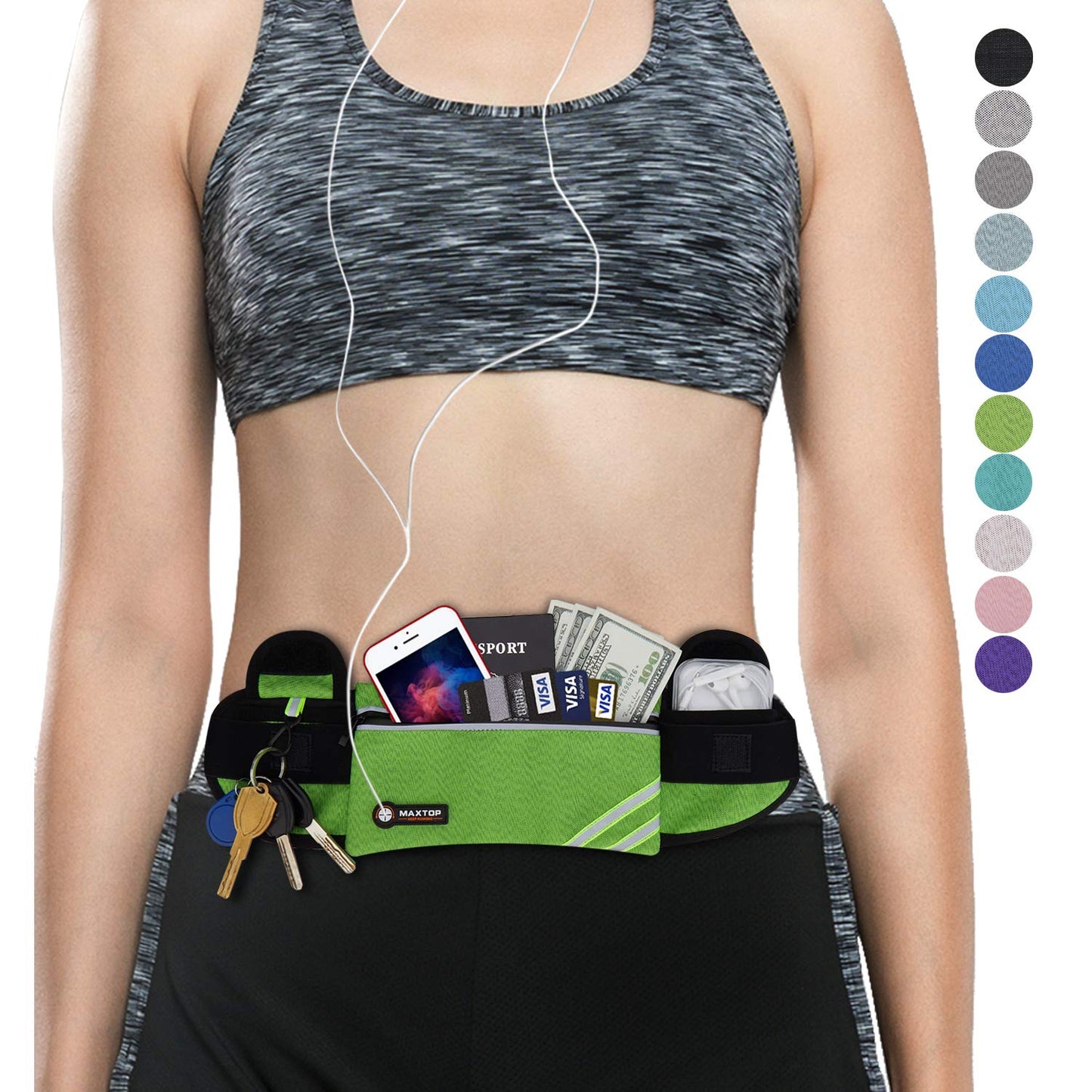 Running Belt Fanny Pack for Women,Jogging Phone Holder Men,Water Resistant Workout Waist Pack Bag,Reflective Belt Bag for Fitness, Exercise, Hiking,Travel,Running Gifts for Father BoyFriends