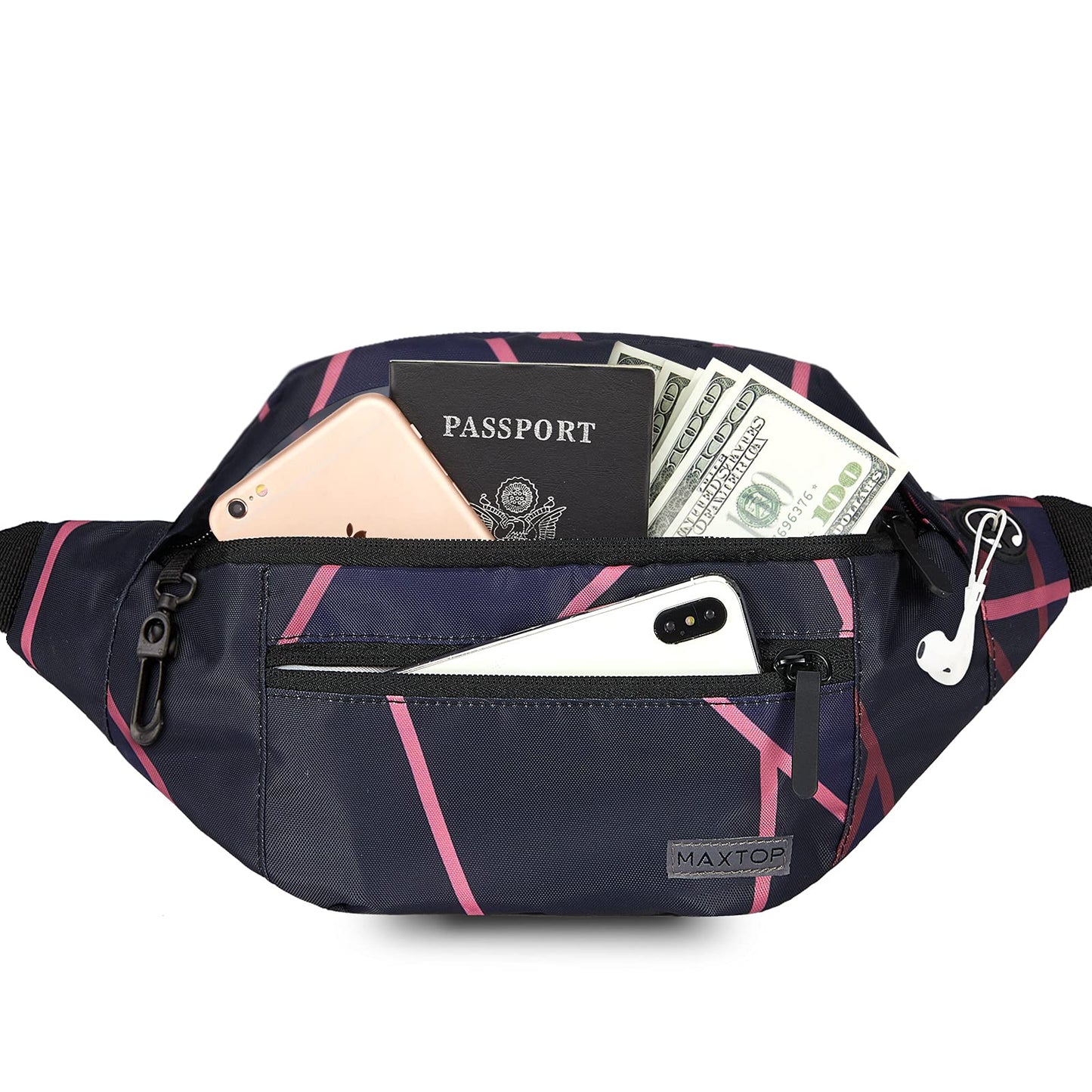 MAXTOP Large Crossbody Fanny Pack with 4-Zipper Pockets£¬Gifts for Enjoy Sports Festival Workout Traveling Running Casual Hands-Free Wallets Waist Pack Phone Sling Bag Carrying All Phones