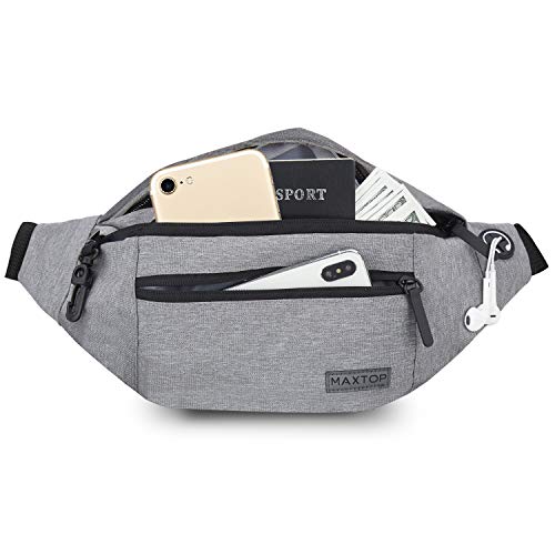 MAXTOP Large Crossbody Fanny Pack with 4-Zipper Pockets£¬Gifts for Enjoy Sports Festival Workout Traveling Running Casual Hands-Free Wallets Waist Pack Phone Sling Bag Carrying All Phones