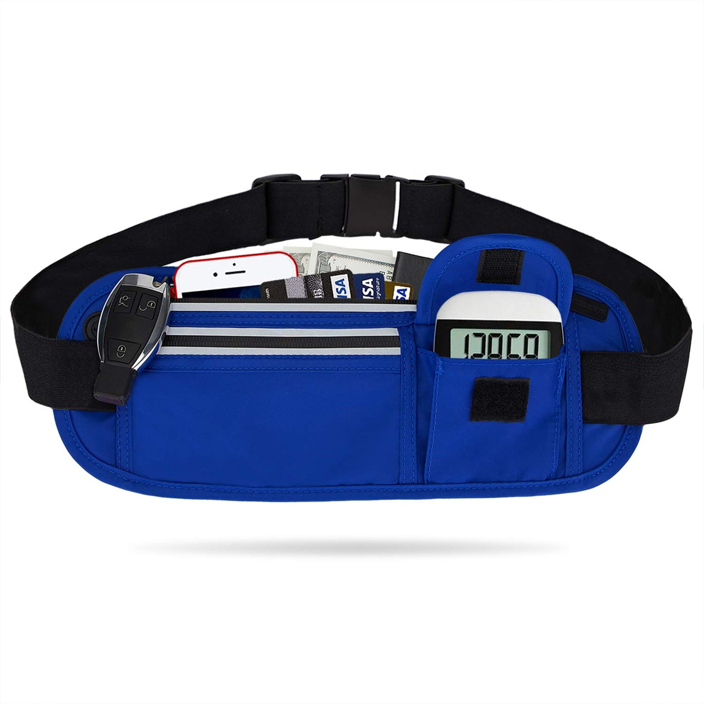 Fanny Packs for Women Men Running Belt Waist Pack Bag for Workout Gym Exercise Walking Hiking Belt Bag Black Waist Pouch Fits iPhone Cell Phone Holder for Running Travel Money Belt