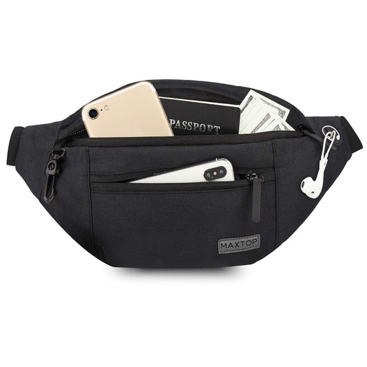 MAXTOP Large Crossbody Fanny Pack with 4-Zipper Pockets£¬Gifts for Enjoy Sports Festival Workout Traveling Running Casual Hands-Free Wallets Waist Pack Phone Sling Bag Carrying All Phones