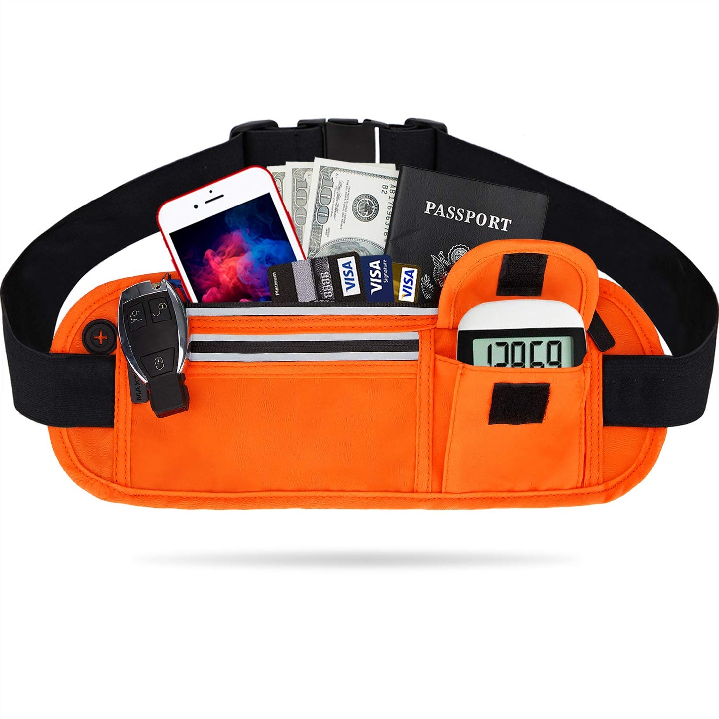 Fanny Packs for Women Men Running Belt Waist Pack Bag for Workout Gym Exercise Walking Hiking Belt Bag Black Waist Pouch Fits iPhone Cell Phone Holder for Running Travel Money Belt