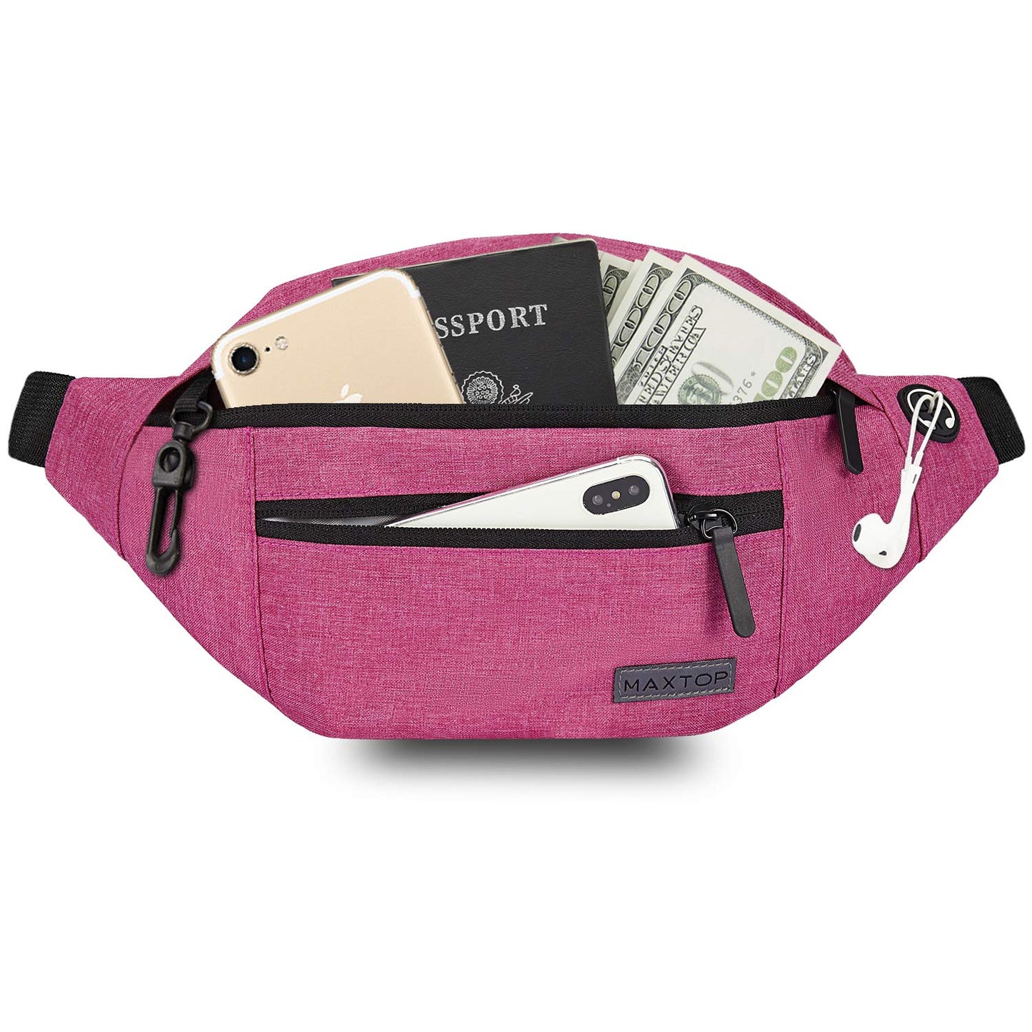 MAXTOP Large Crossbody Fanny Pack with 4-Zipper Pockets£¬Gifts for Enjoy Sports Festival Workout Traveling Running Casual Hands-Free Wallets Waist Pack Phone Sling Bag Carrying All Phones