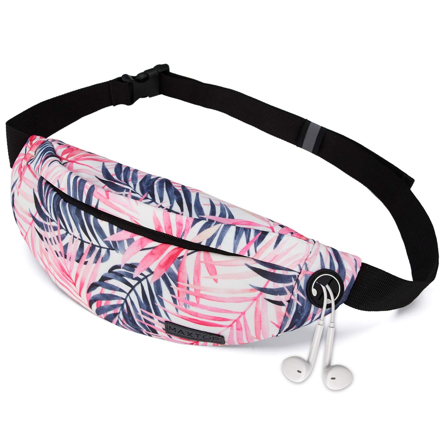 MAXTOP Small Fanny Pack for Men Women - Waist Pack Bag with Headphone Jack and 3-Zipper Pockets Adjustable Strap for Outdoors Traveling Casual Running Hiking Festival Thanksgiving Gifts