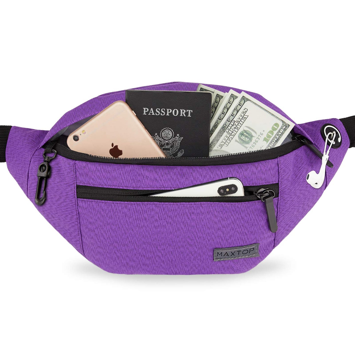 MAXTOP Large Crossbody Fanny Pack with 4-Zipper Pockets£¬Gifts for Enjoy Sports Festival Workout Traveling Running Casual Hands-Free Wallets Waist Pack Phone Sling Bag Carrying All Phones